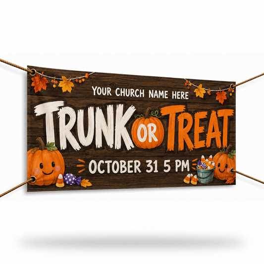 Harvest Night Trunk or Treat Church Banner — Create Memorable Fall Celebrations - Church Signs Fast