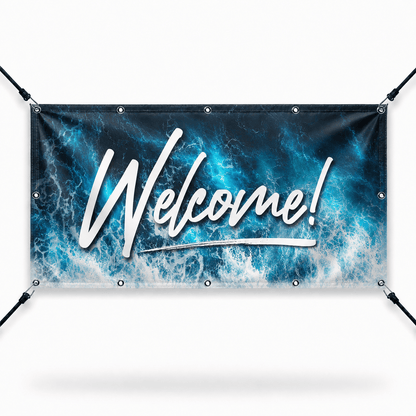 Welcome Deep Waters Church Banner | Outdoor Vinyl Welcome Banner for Church Entrance - Church Signs Fast