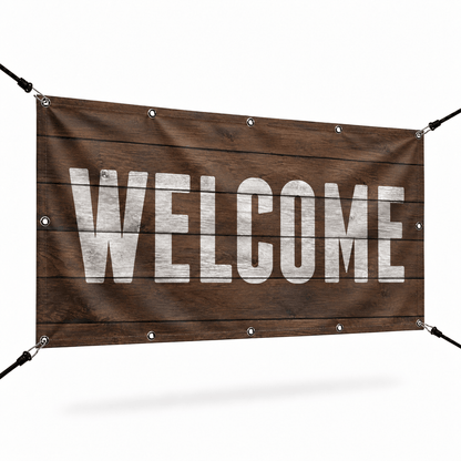 Welcome Hardwood Church Banner - Church Signs Fast