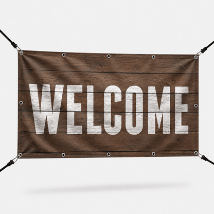 Welcome Hardwood Church Banner - Church Signs Fast